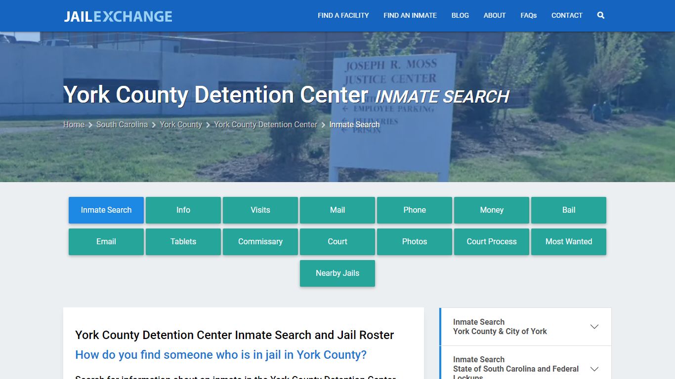 York County Detention Center Inmate Search - Jail Exchange